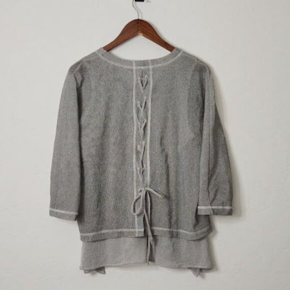 IC By Connie K Layered Cut-out Asymmetrical Blouse Top Size Medium - Picture 4 of 5